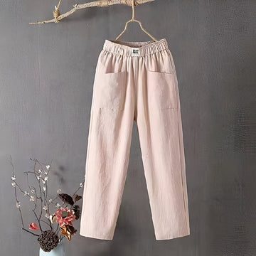 Elodie - Pantalón femenino de algodón y lino