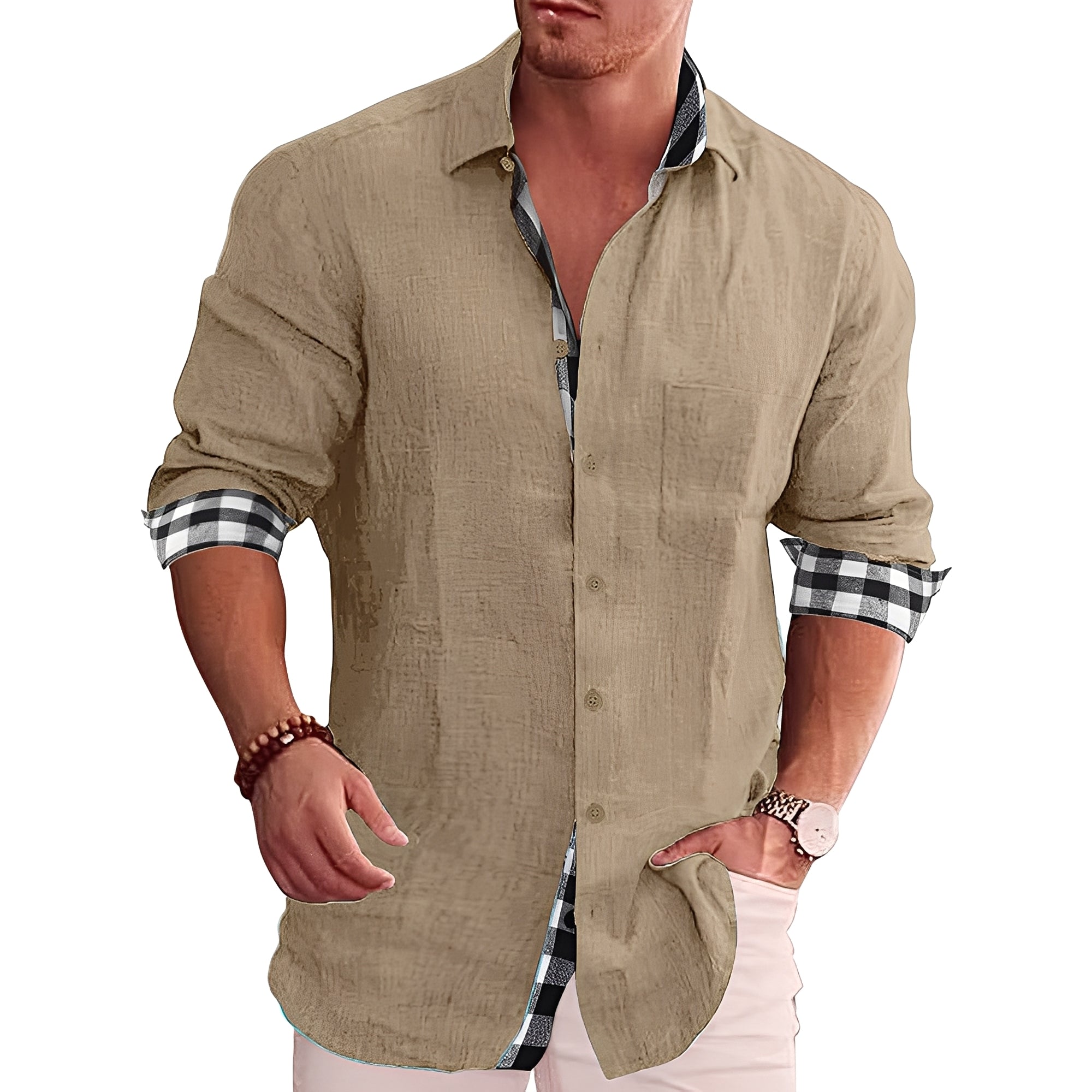 Ronald - Camisa de Cuadros Casual para Hombres