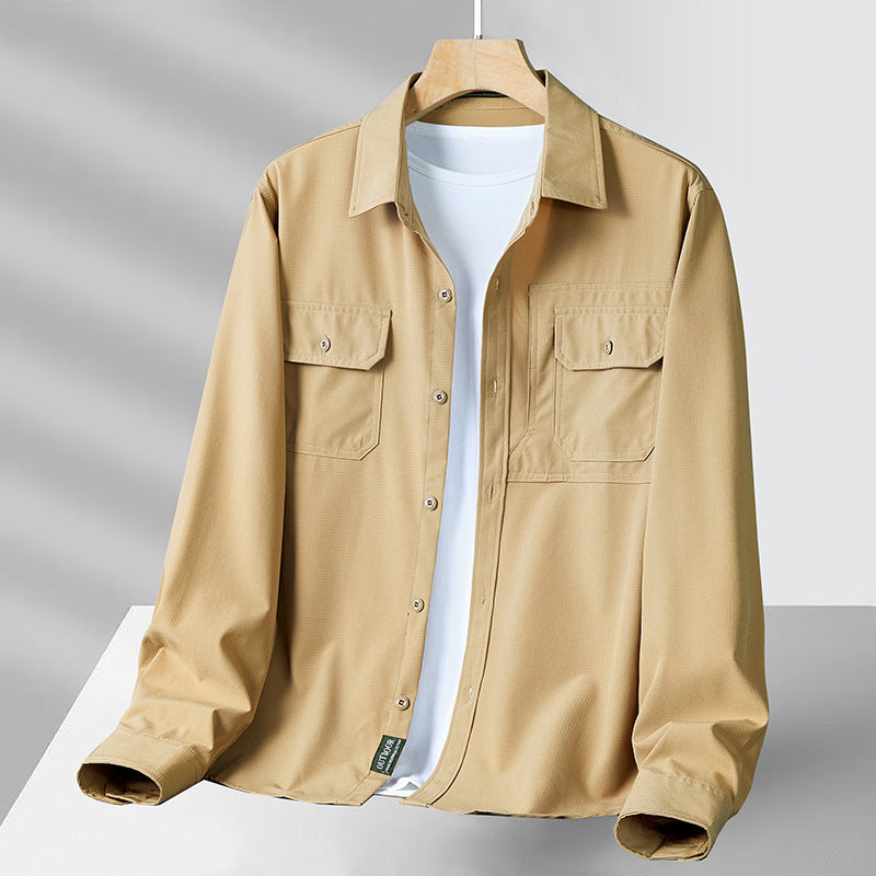 Philip - Camisa de manga larga casual con bolsillos para hombres