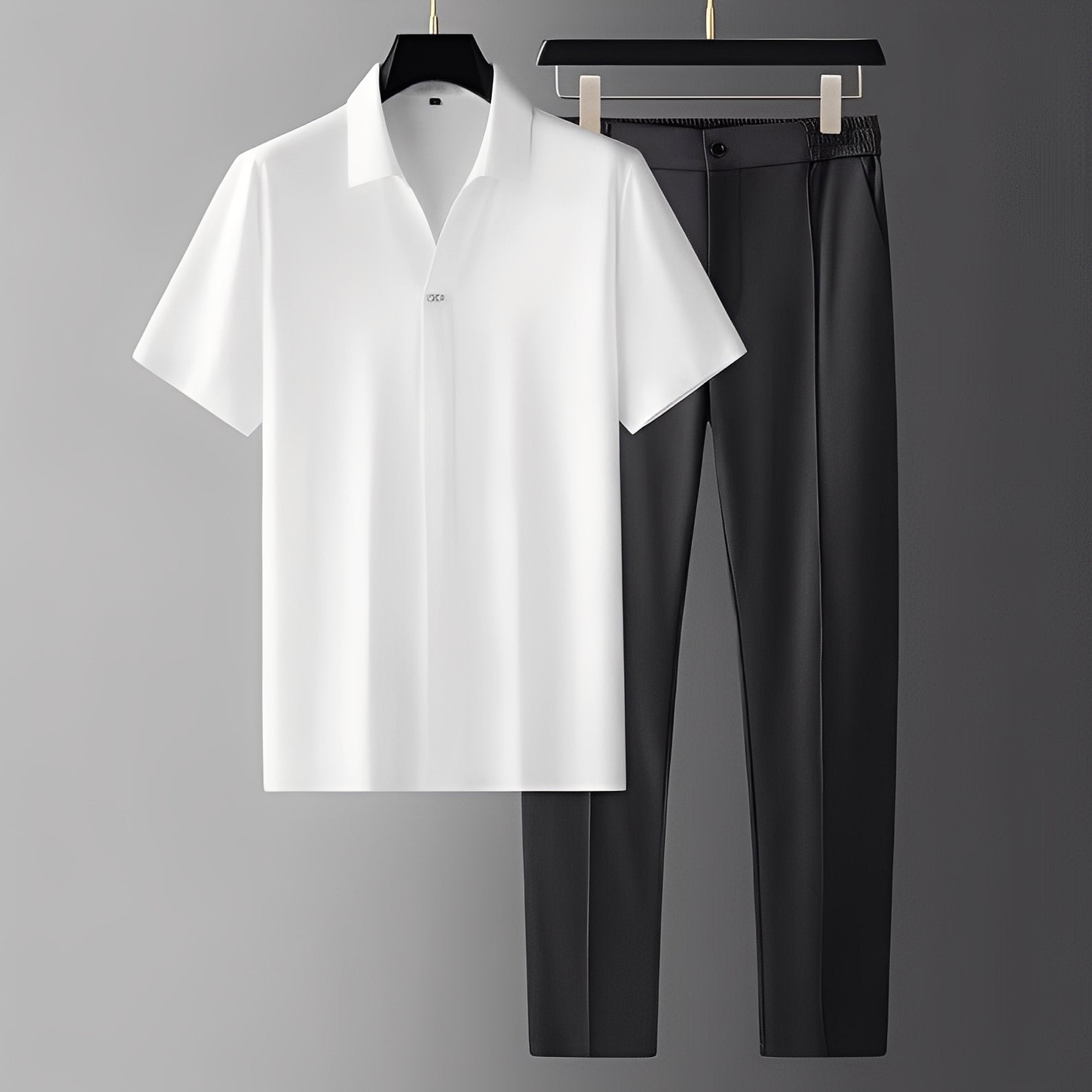 Alexander - Conjunto de polo corto y pantalón elegantes para hombres