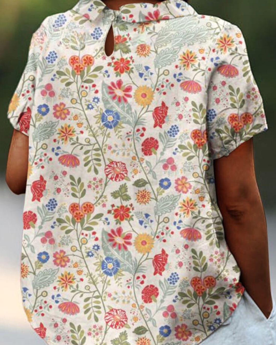 Shira - Elegante Camisa de Lino para Mujer con Estampado de Peces