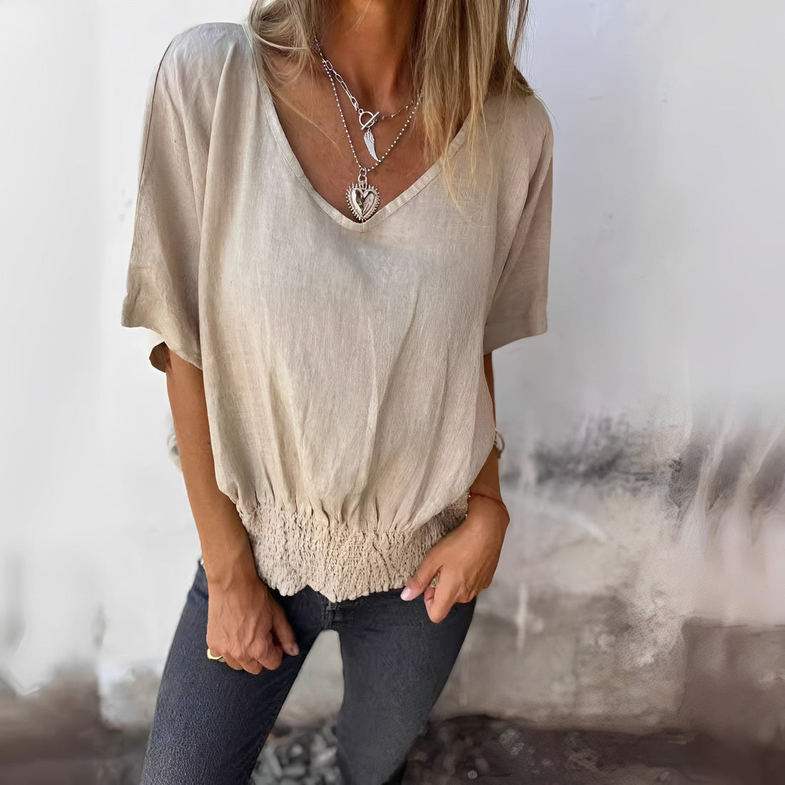 Mollie - Top casual holgado para damas