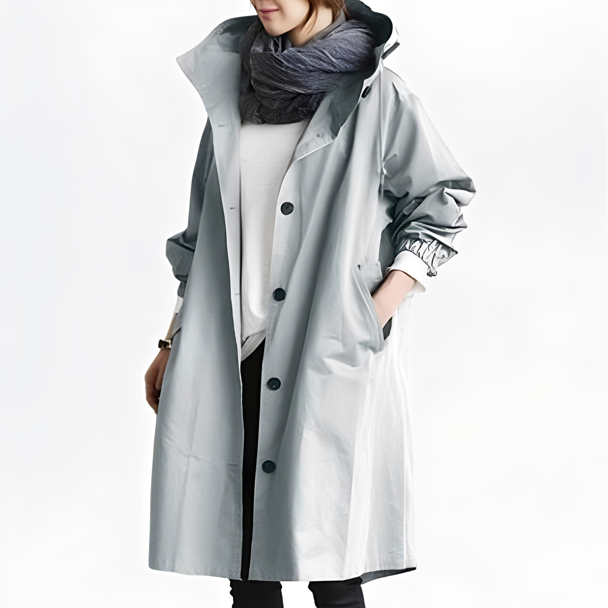 Giselle - Chaqueta de Lluvia Impermeable con Capucha para Mujer