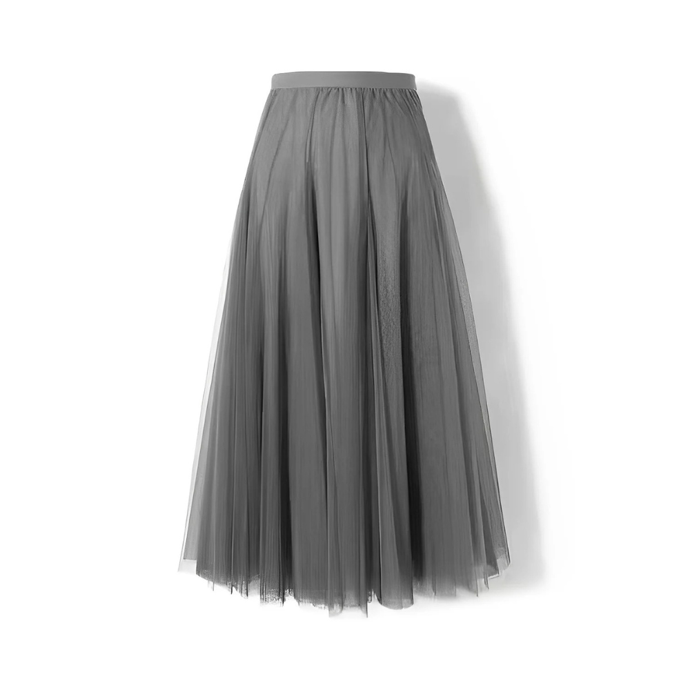 Kelly - Falda midi de malla plisada casual para mujer