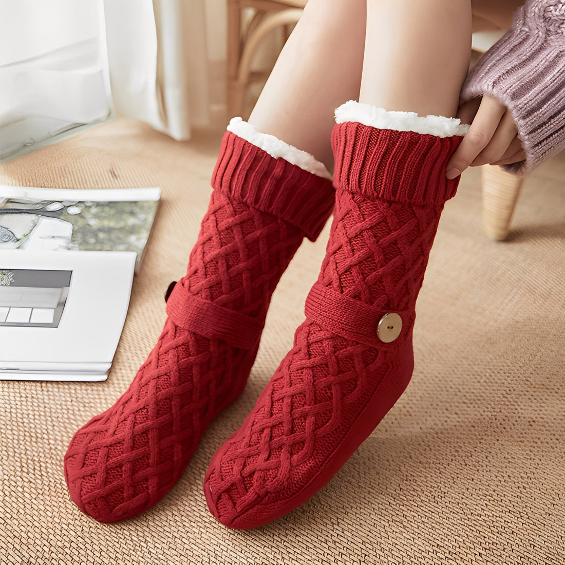 Lavina - Elegantes calcetines de lana con interior de felpa para mujeres