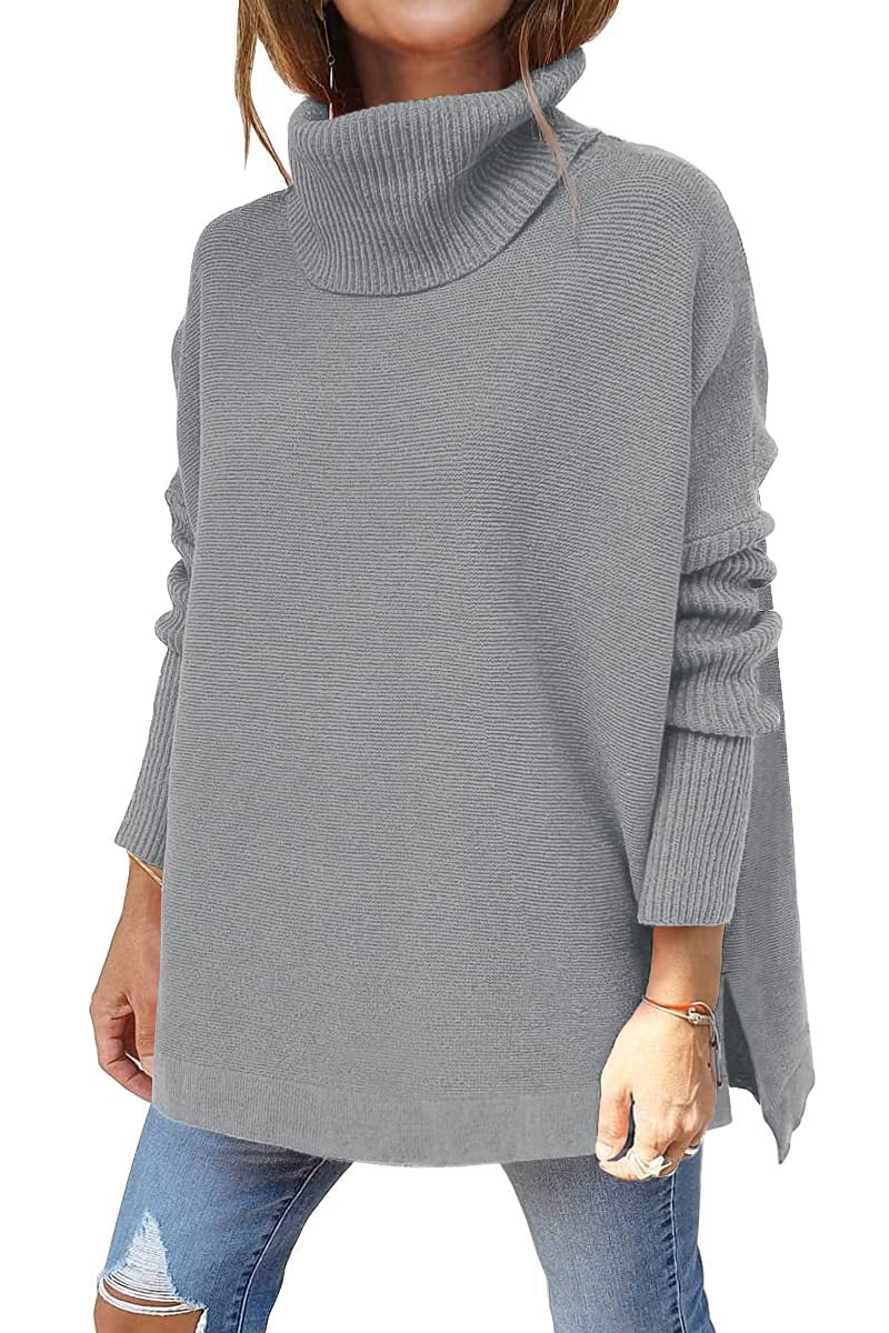 Macey - Jersey de lana para mujeres con cuello alto y estilo relajado