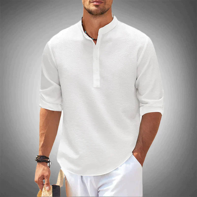 Michael - Hombres Camisa Henley Casual Ligera y Transpirable
