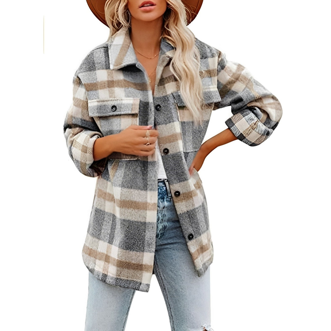 Melissa - Blusa de cuadros de lana para mujeres