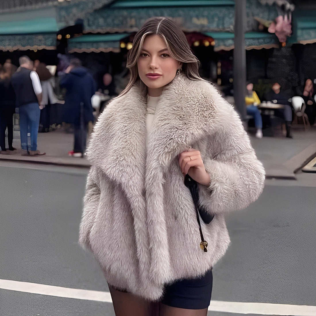 Melany - Abrigo chic de piel sintética para mujeres