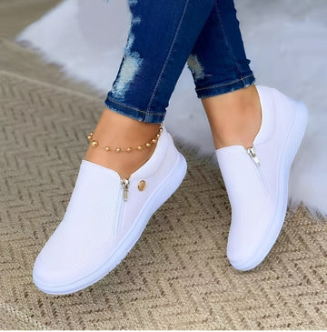 Renita - Zapatos cómodos con cremallera para mujeres