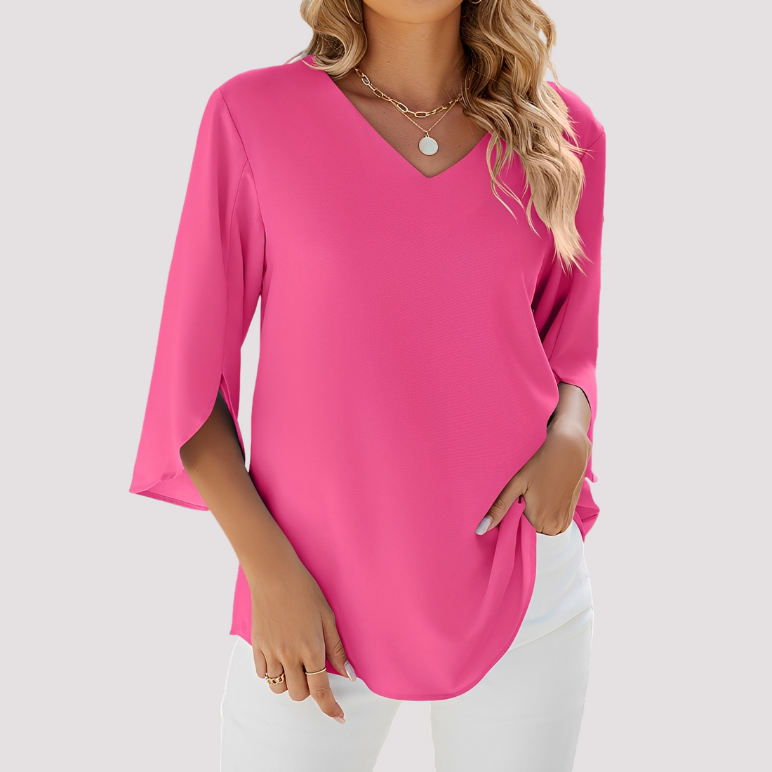 Vanessa - Blusa elegante con escote en V para damas