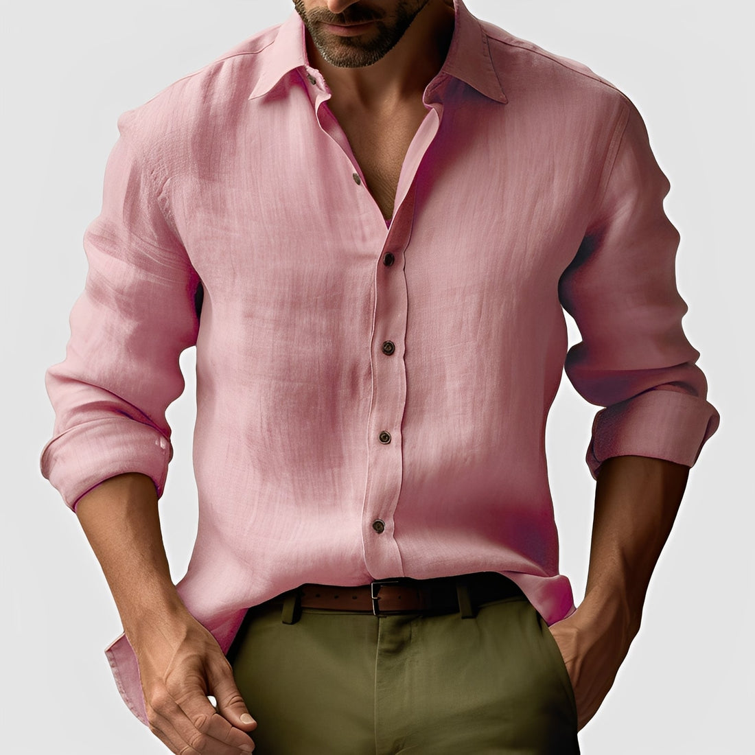 Emile - Camisa de lino clásica y simple para hombres