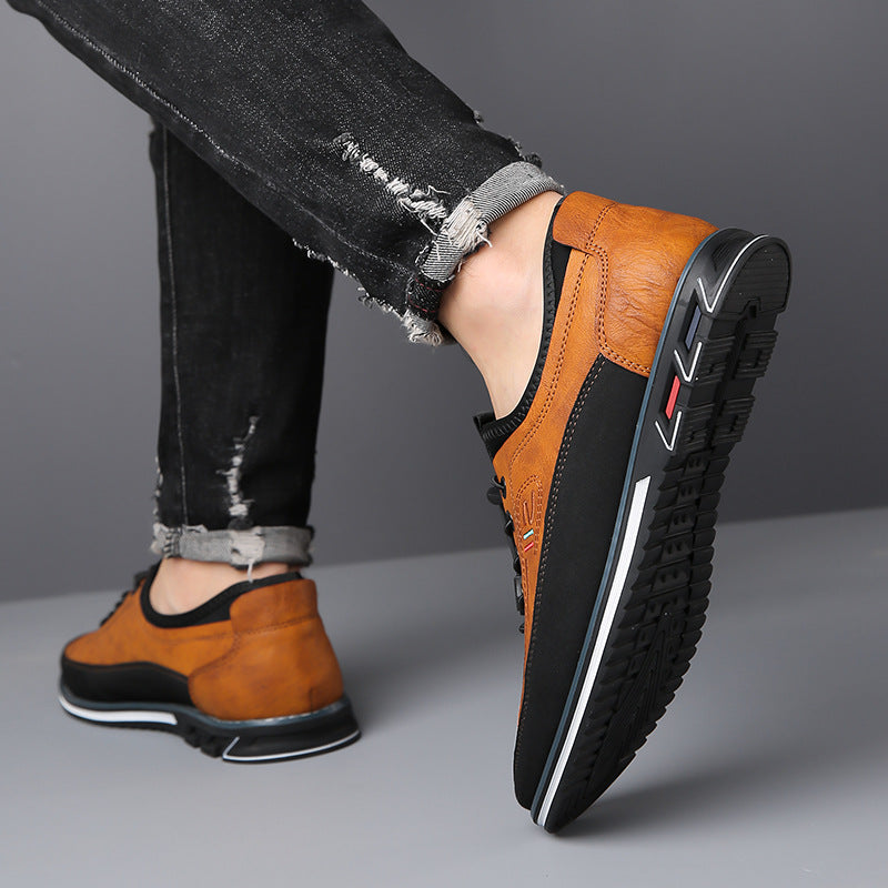 Aaron - Zapatillas informales de cuero antideslizantes para hombres