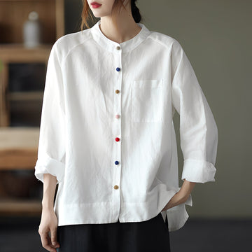 Helen - Blusa holgada para mujeres con mangas largas y bolsillos