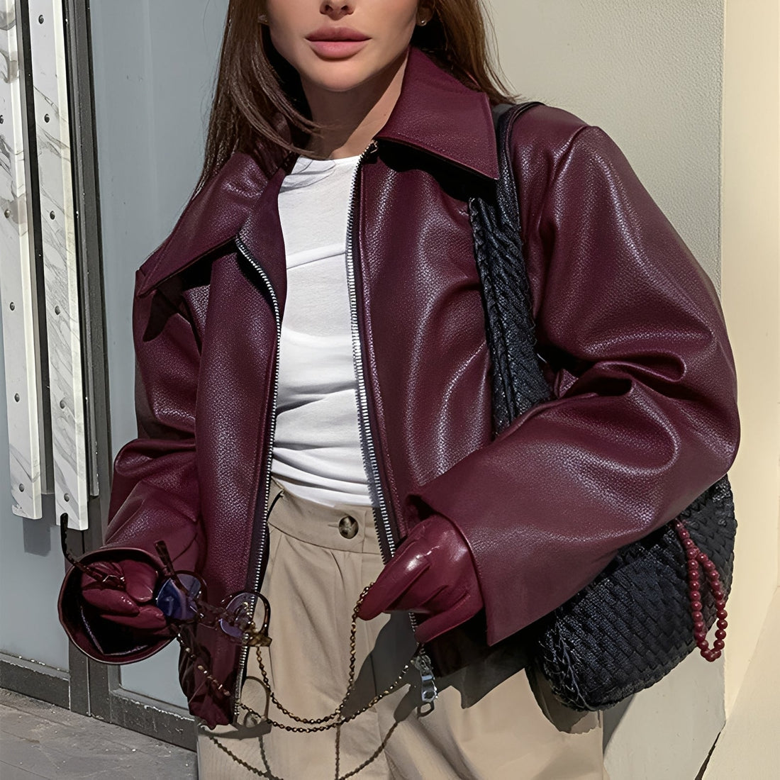 Lesley - Chaqueta de piel con cierre para mujeres