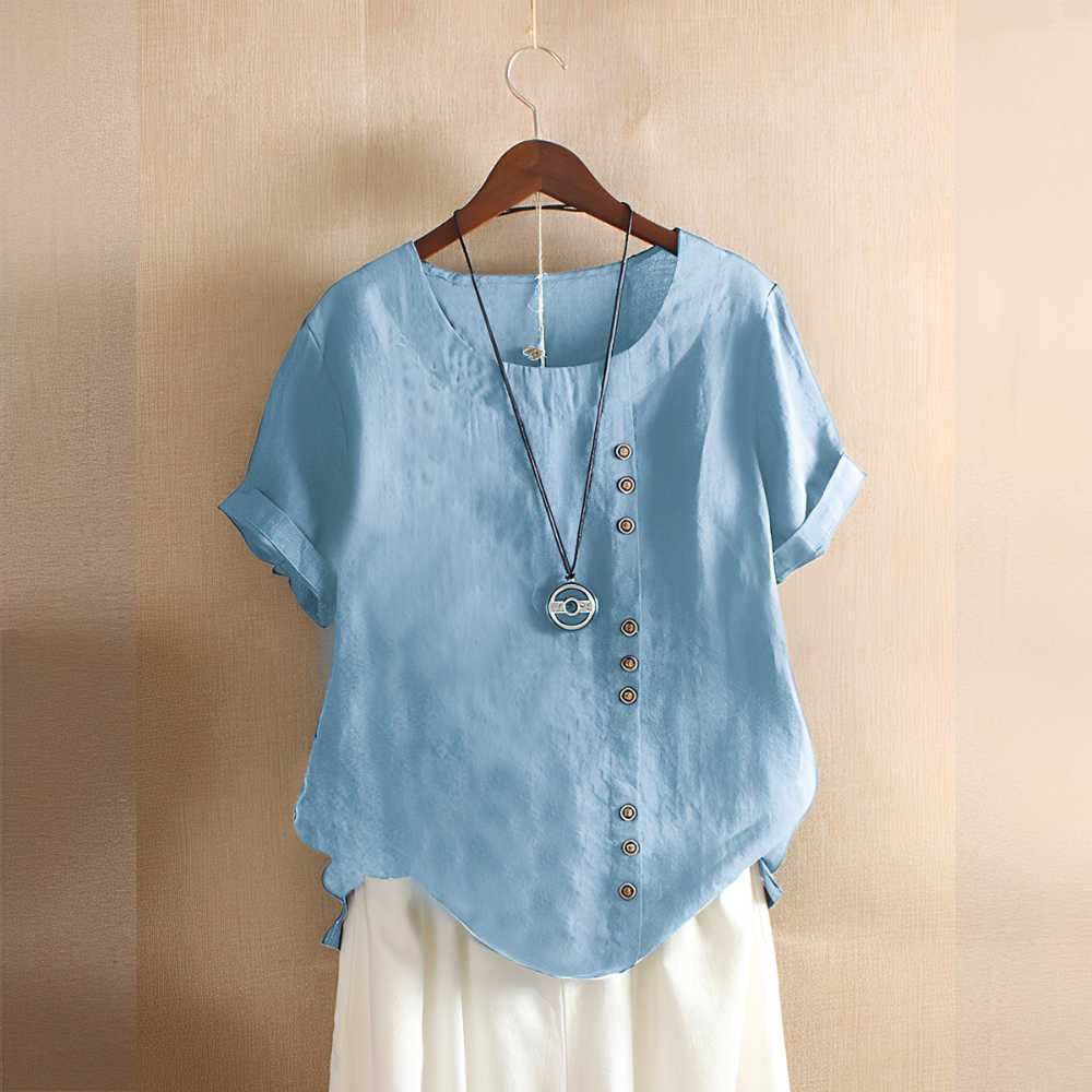 Corrine - Blusa clásica de lino suelta para mujer