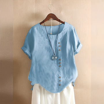 Corrine - Blusa clásica de lino suelta para mujer