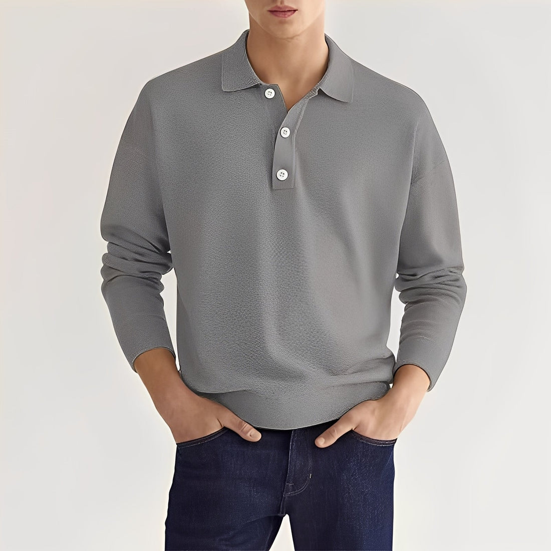 Dominic - Camisa Polo Casual de Manga Larga para Hombres