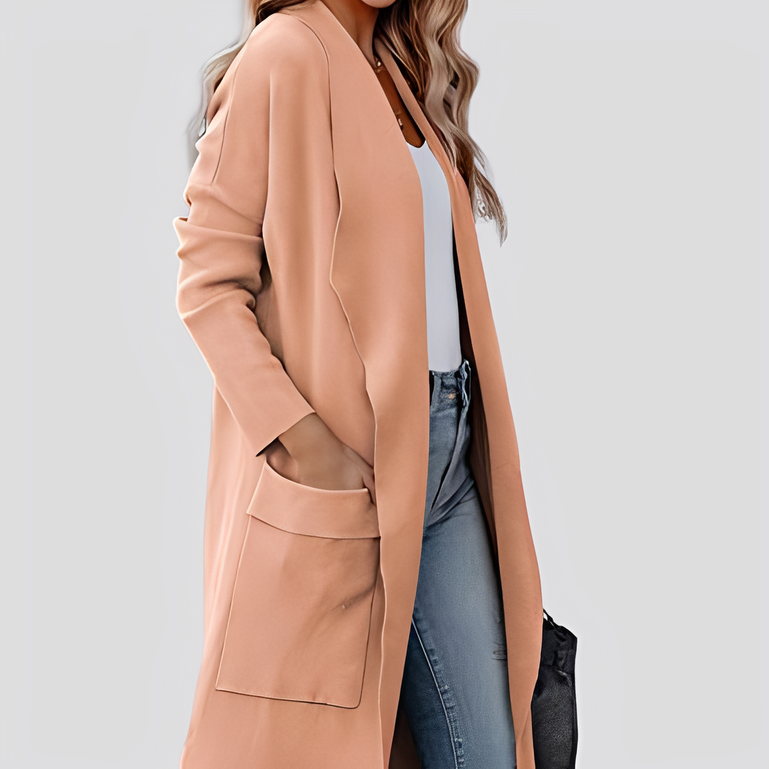 Chantal - Cárdigan largo y casual de tweed para mujer