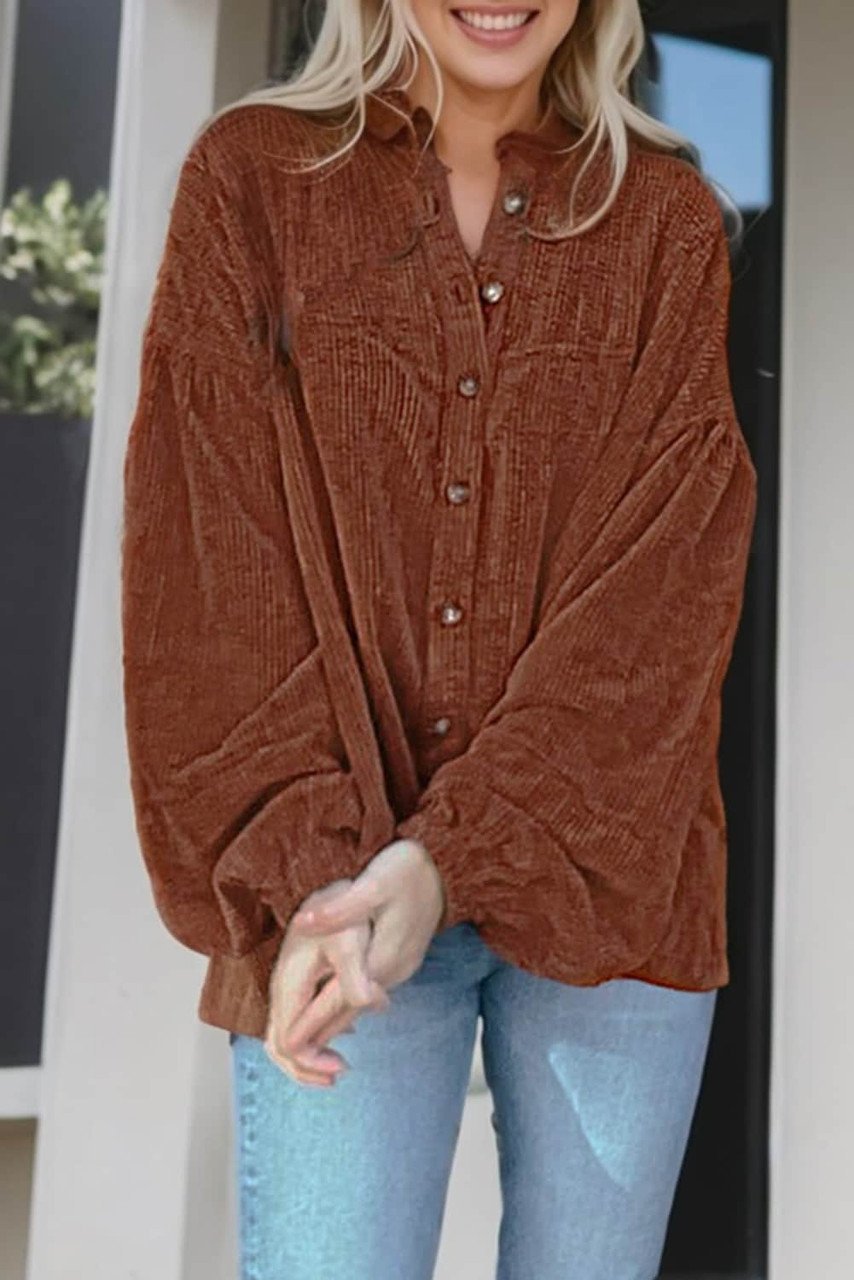 Mai - Blusa de pana con mangas abullonadas moda mujer