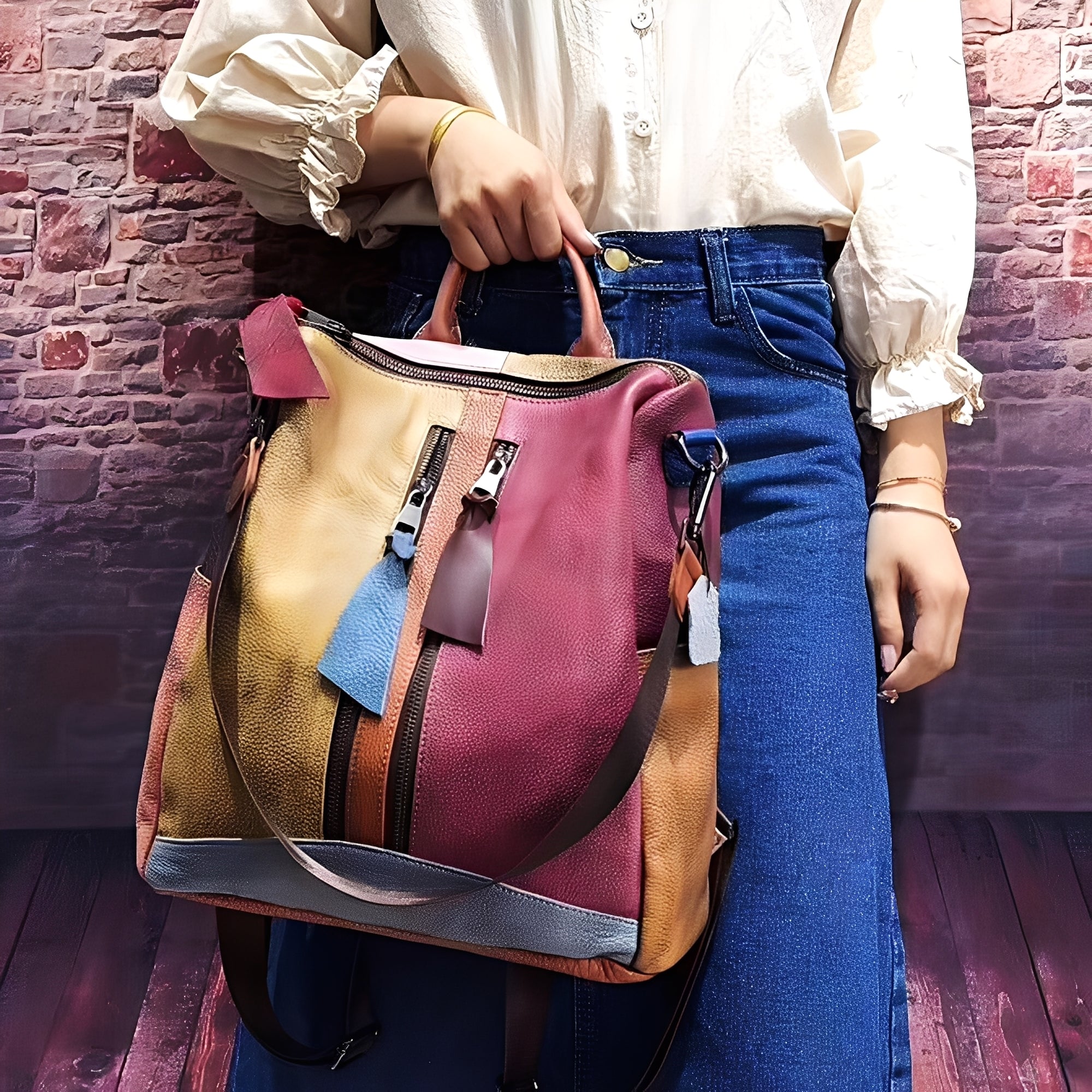 Alayna - Mochila clásica de cuero para mujeres