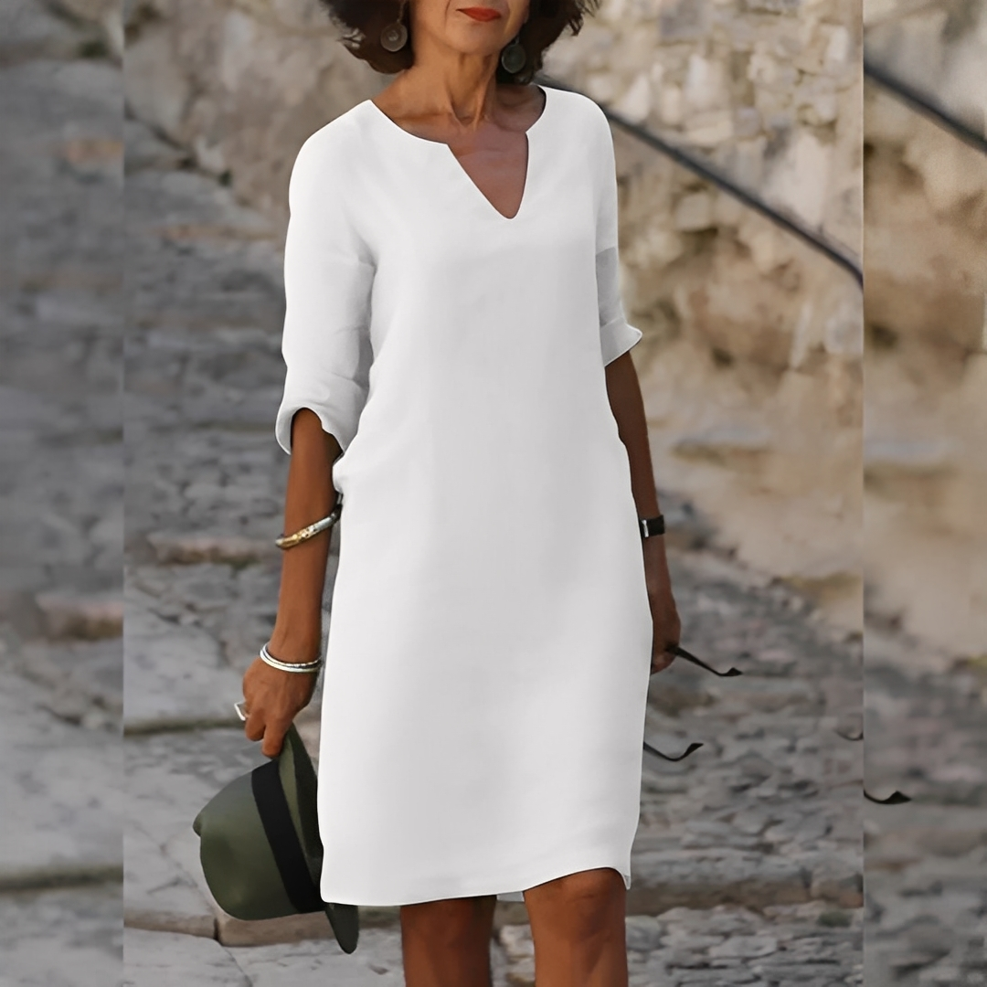 Guilaine - Vestido elegante con escote en V para mujeres