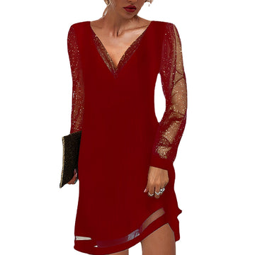Annalee - Vestido elegante con mangas traslúcidas para mujeres