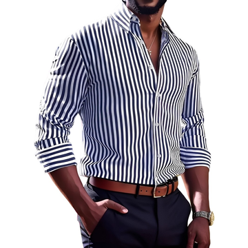 Brycen - Camisa elegante de manga larga con rayas para hombres