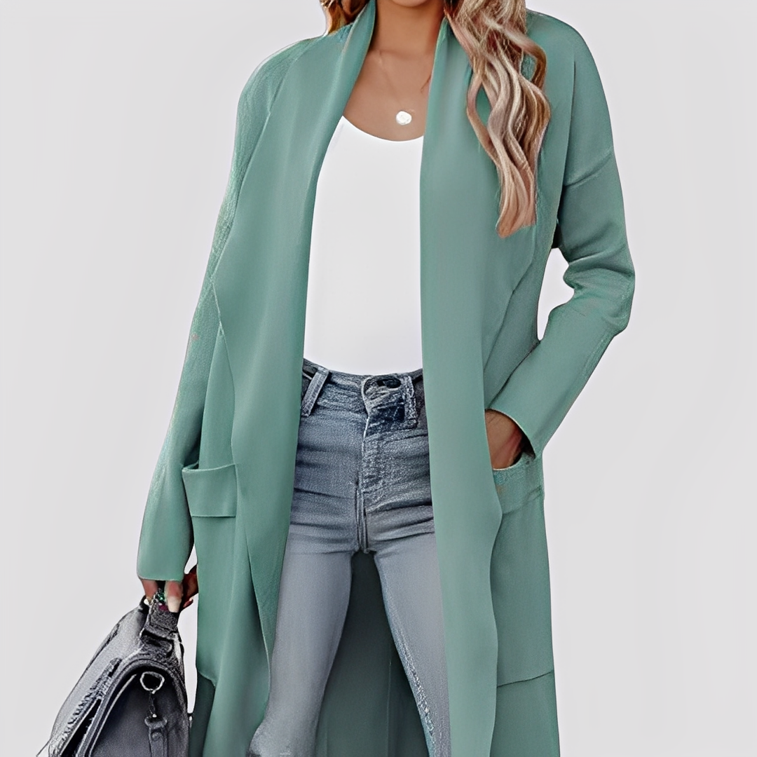 Chantal - Cárdigan largo y casual de tweed para mujer