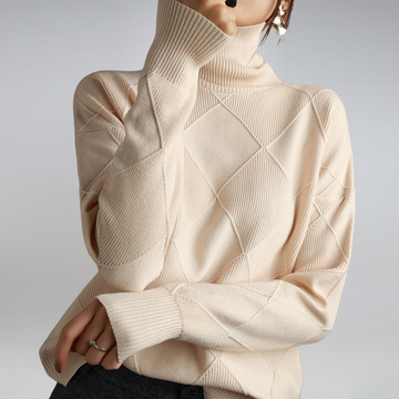 Ashlie - Jersey acogedor y cálido con cuello alto para mujeres