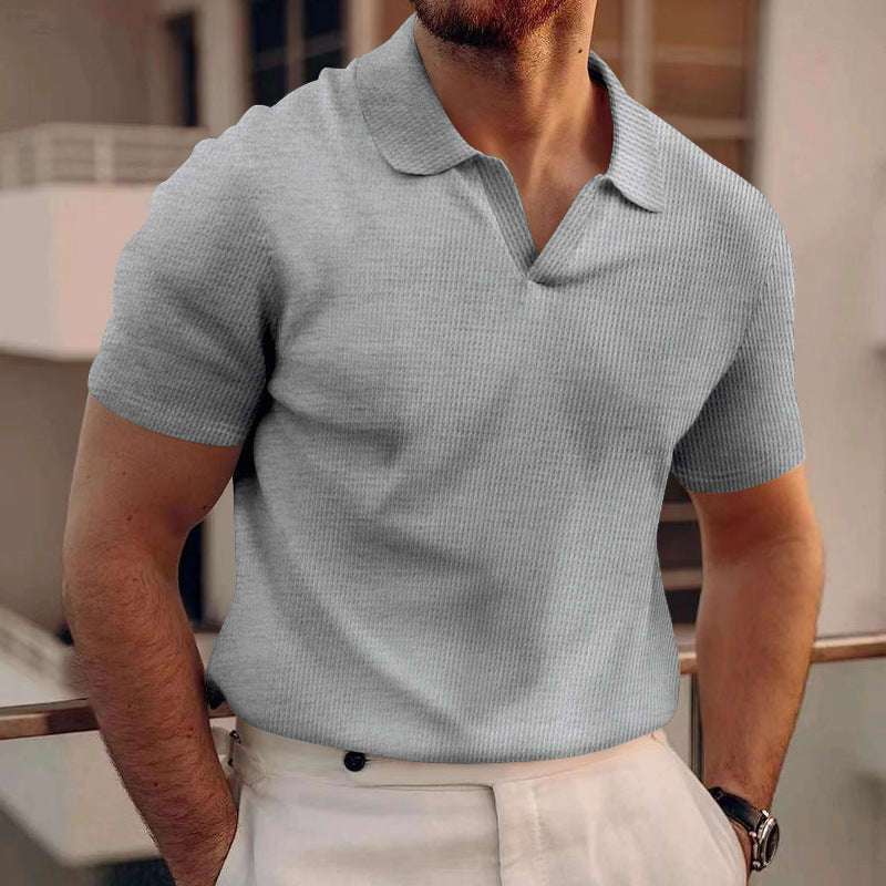 David - Polo sencillo de waffle para hombres