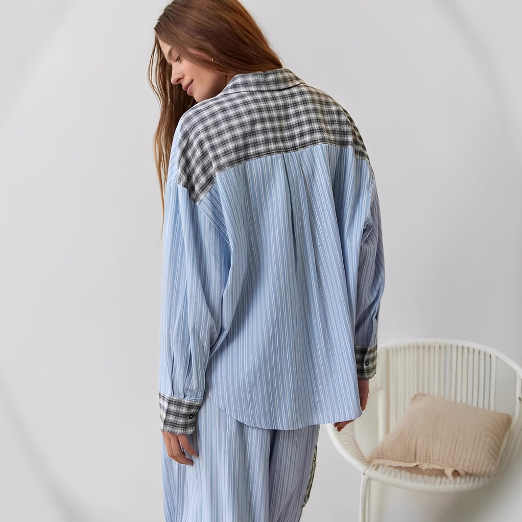 Elenora - Conjunto de pijama de dos piezas cómodo y casual para mujeres