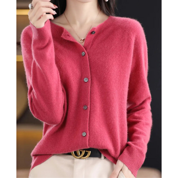 Mariví - Elegante Cárdigan de Cuello Redondo de Lana