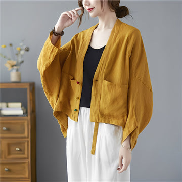 Shelia - Cárdigan corto suelto con bolsillos