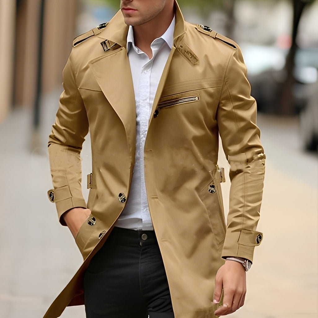 Derrick - Abrigo elegante con solapas para hombres