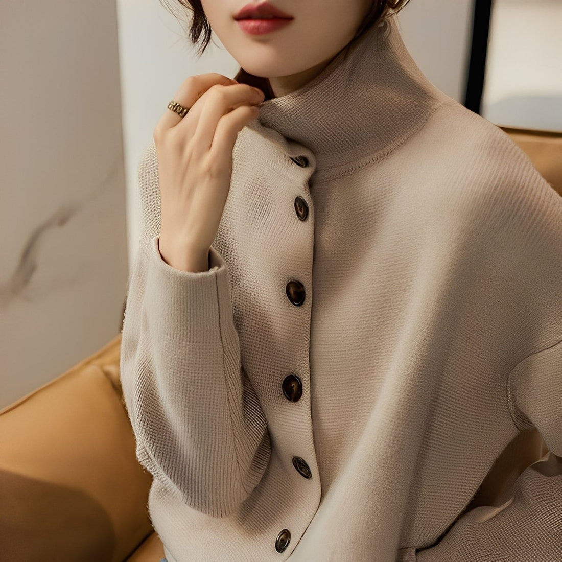 Evelynn - Suéter elegante de punto con cuello alto para mujeres