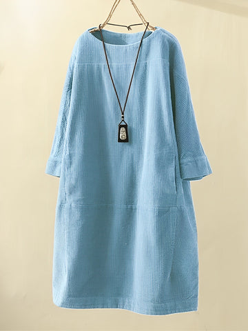 Amie - Casual, vestido suelto de pana para mujeres