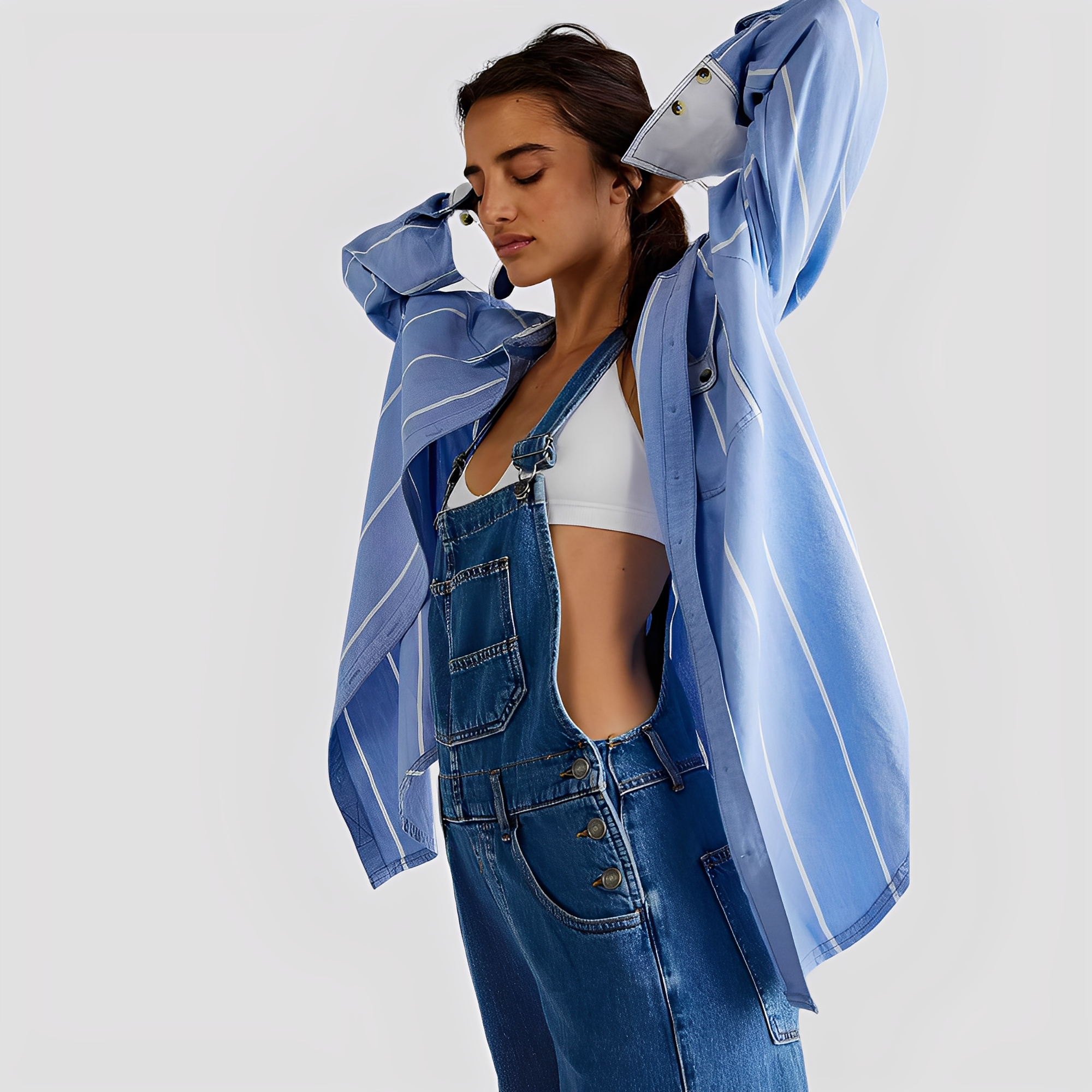 Mildred - Estilo clásico, peto de mezclilla suelto para mujeres