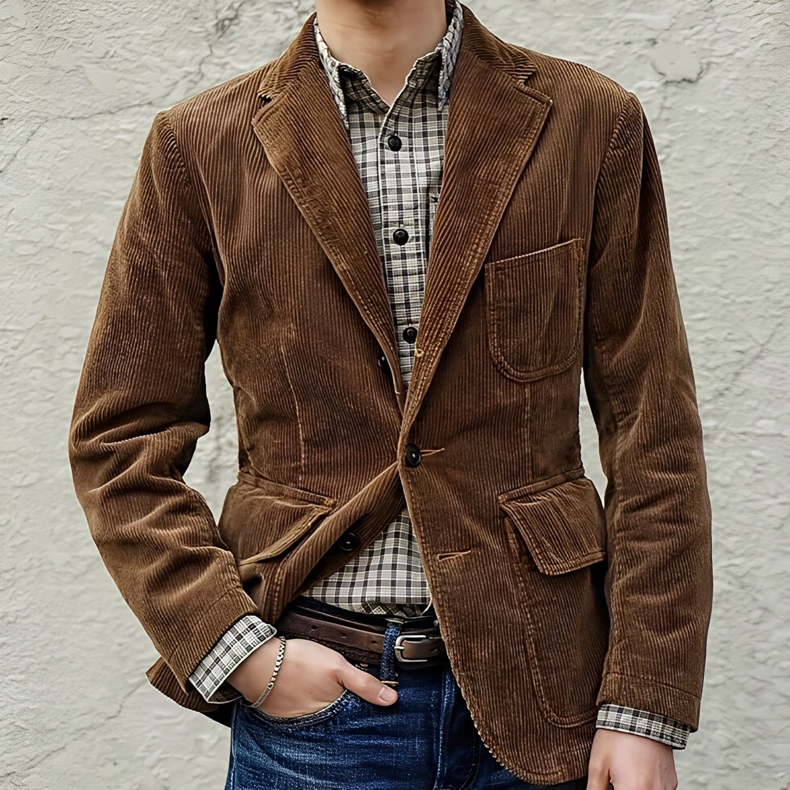 Dalton - Abrigo casual de lana con bolsillos para hombres