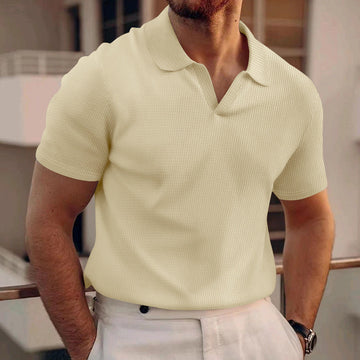 David - Polo sencillo de waffle para hombres