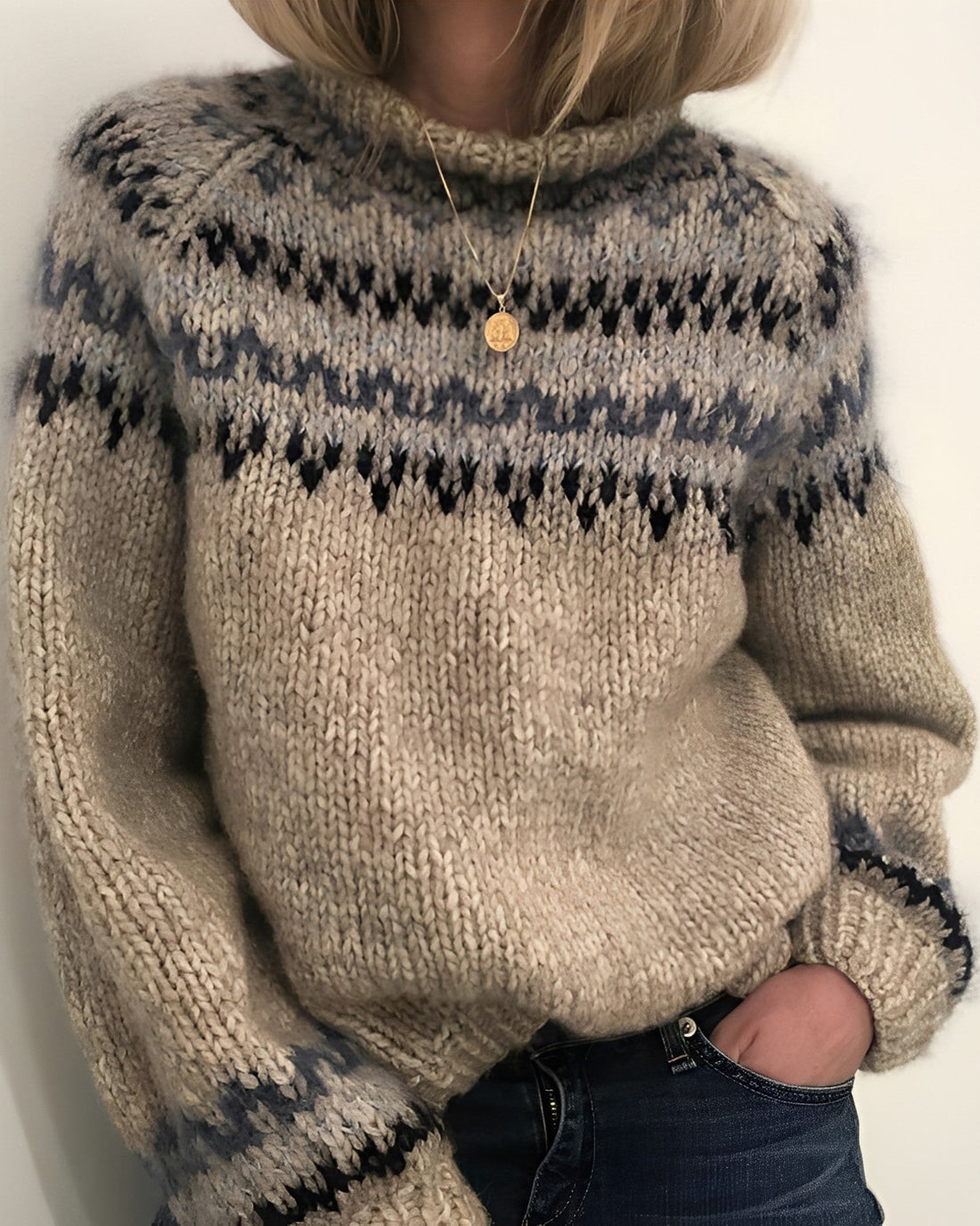 Armani - Suéter caliente con cuello alto para mujer