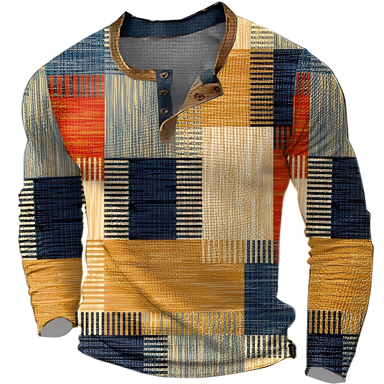 Brennan - Camisa de hombre con diseño estampado, de manga larga y estilo informal