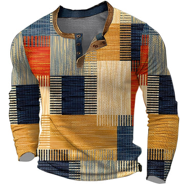 Brennan - Camisa de hombre con diseño estampado, de manga larga y estilo informal