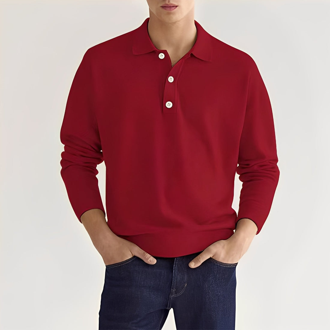 Zavier - Polo Casual de Manga Larga para Hombres