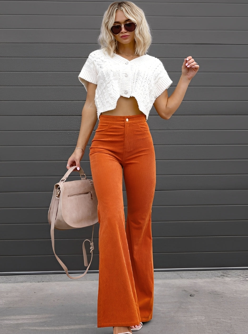 Marie - Pantalones de campana de cintura alta y elegantes para mujer