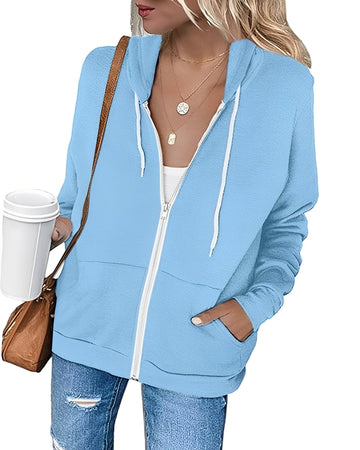 Alicia - Una sudadera ligera con capucha y cremallera y bolsillos prácticos