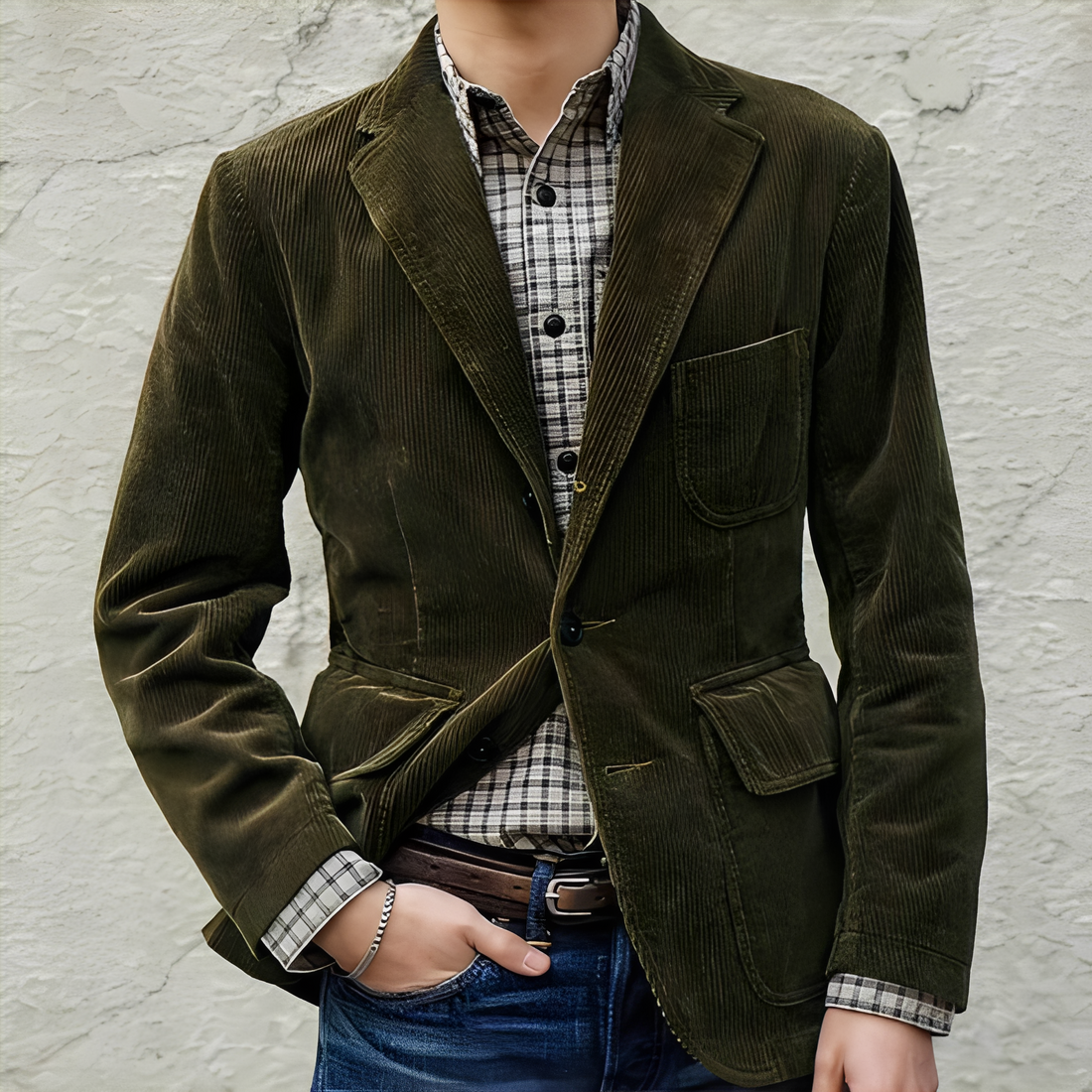 Dalton - Abrigo casual de lana con bolsillos para hombres