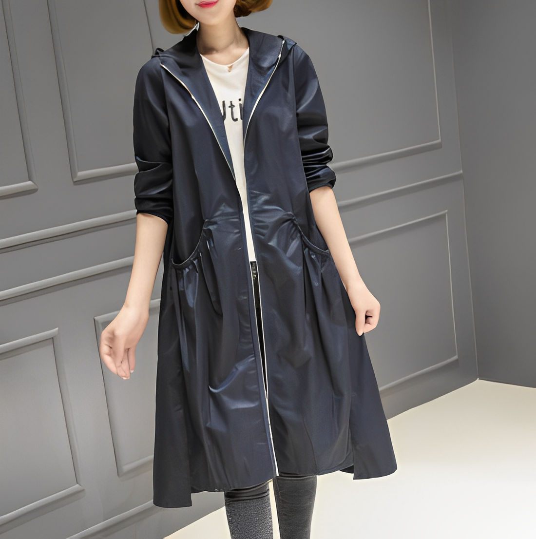 Margarette - Chaqueta impermeable elegante con capucha para mujeres