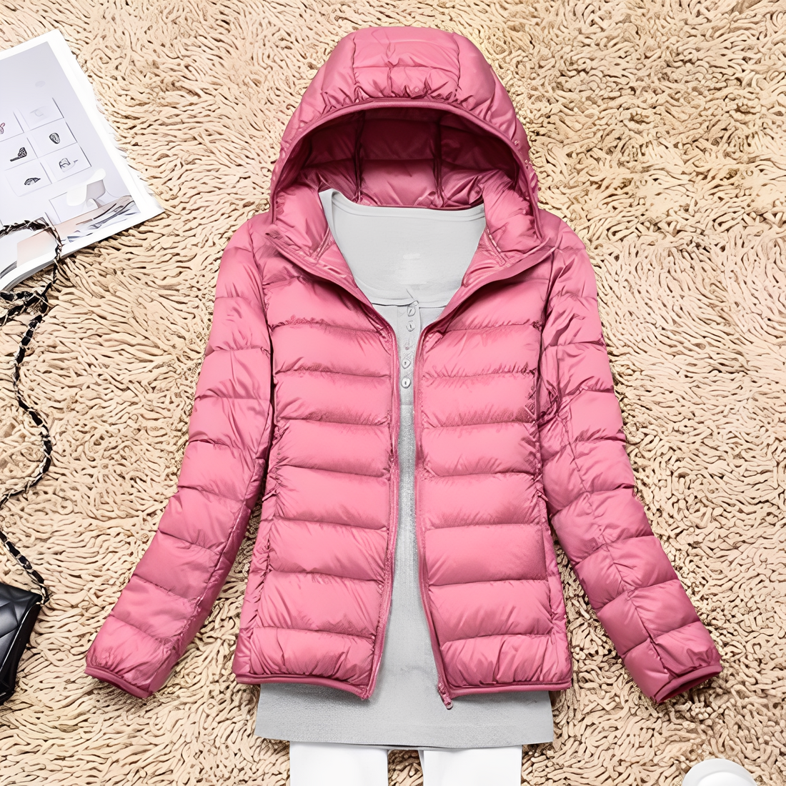 Lyndsay - Chaqueta casual y ajustada de plumas para mujer
