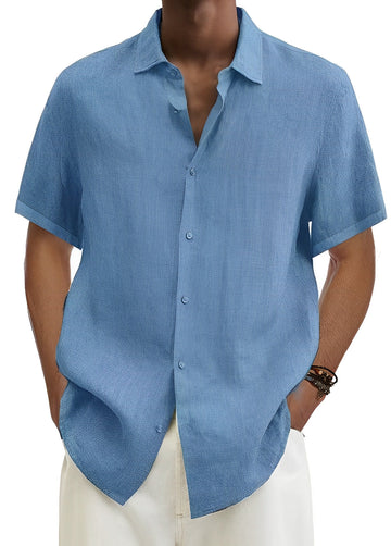 Dixon - Camisa de Hombre con Botones y Manga Corta